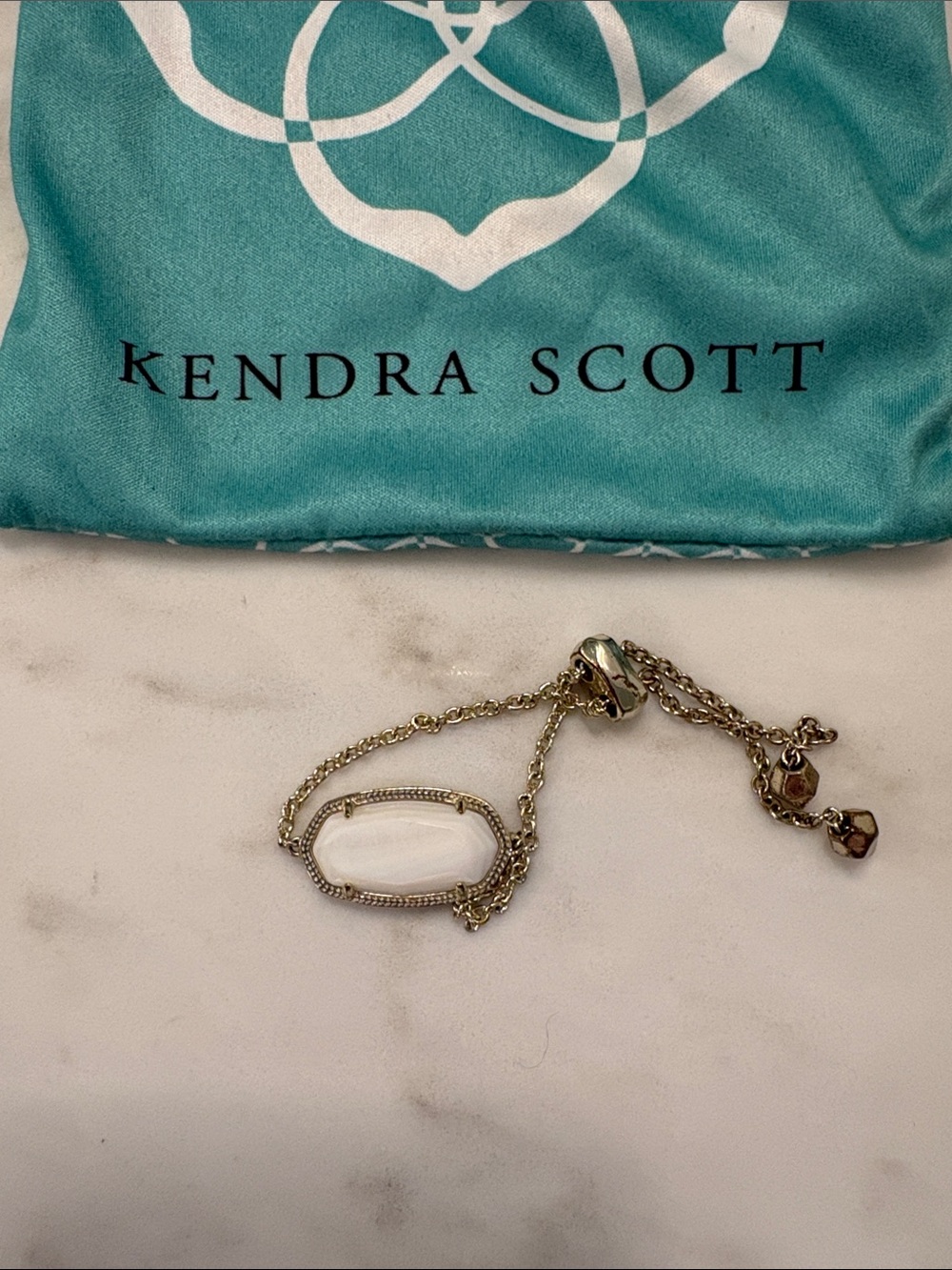 Kendra Scott Gold Chain Bracelet with White Stone Accent